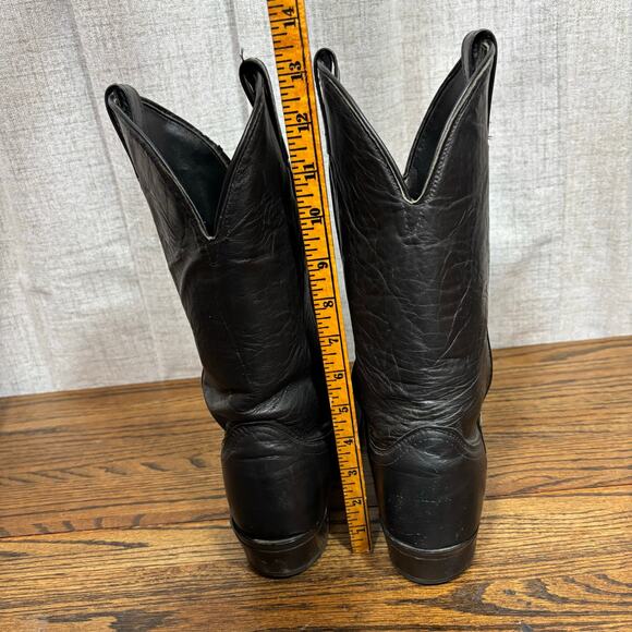 Vintage Laredo 56672 Men’s 9D Black Leather Cowboy Boots USA Made Western - Picture 4 of 8